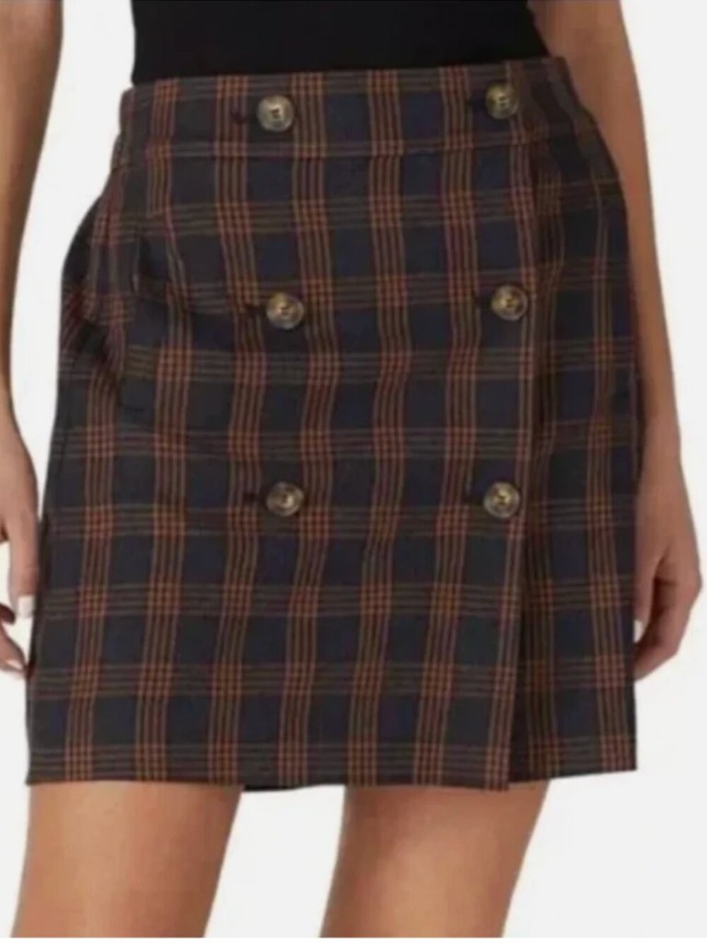 NWT Madewell Plus Size Plaid Button Skirt Size XXL